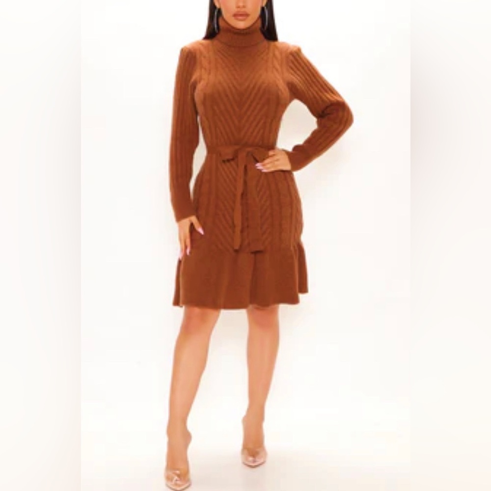 Fashion Nova brown cozy sweater dress